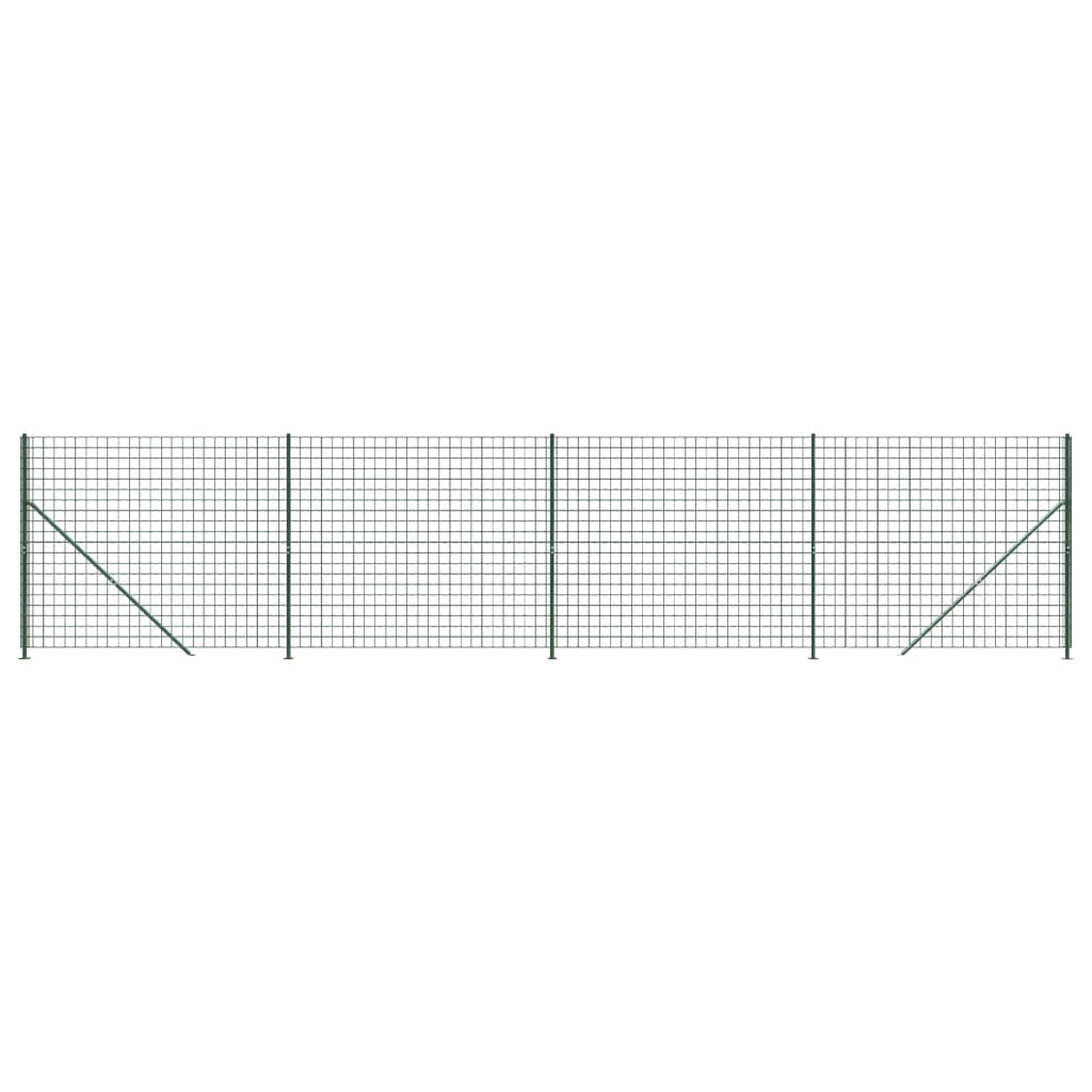 vidaXL Ogrodzenie z siatki, ze stopami słupków, zielone, 2,2x10 m
