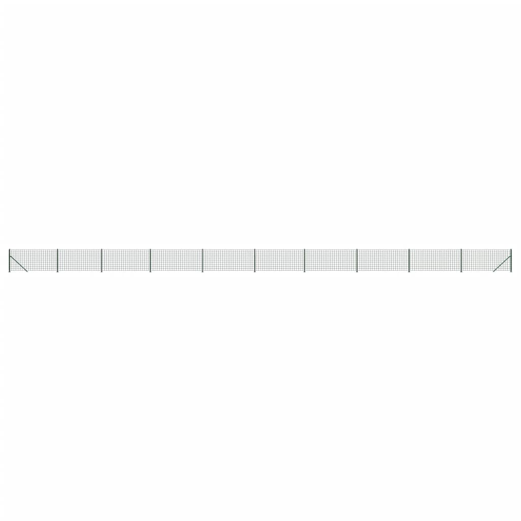 vidaXL Ogrodzenie z siatki, ze stopami słupków, zielone, 0,8x25 m