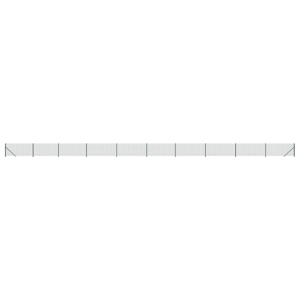 vidaXL Ogrodzenie z siatki, ze stopami słupków, zielone, 1x25 m