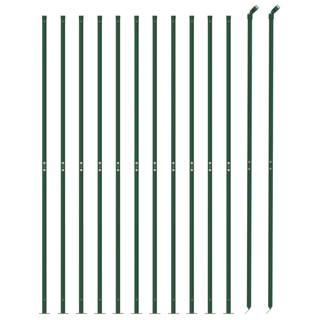 vidaXL Ogrodzenie z siatki, ze stopami słupków, zielone, 1x25 m