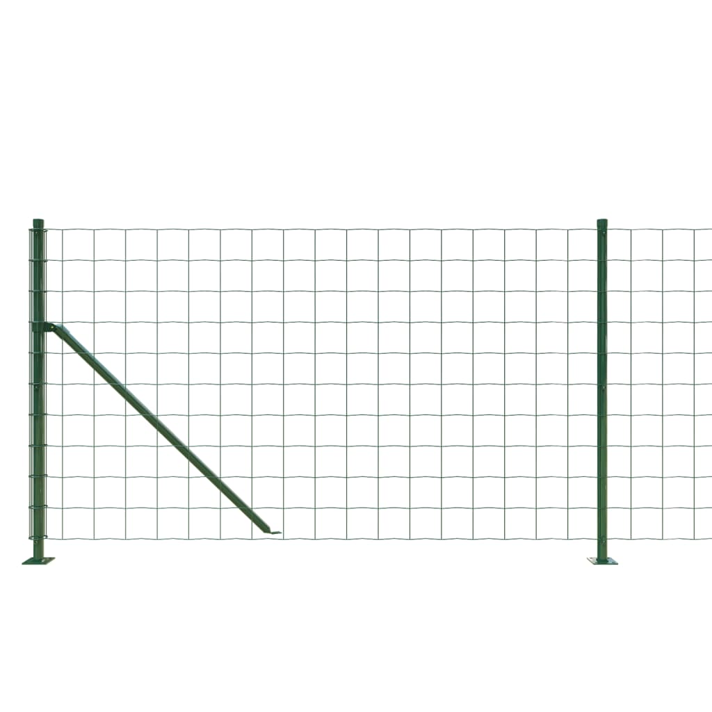 vidaXL Ogrodzenie z siatki, ze stopami słupków, zielone, 1x25 m