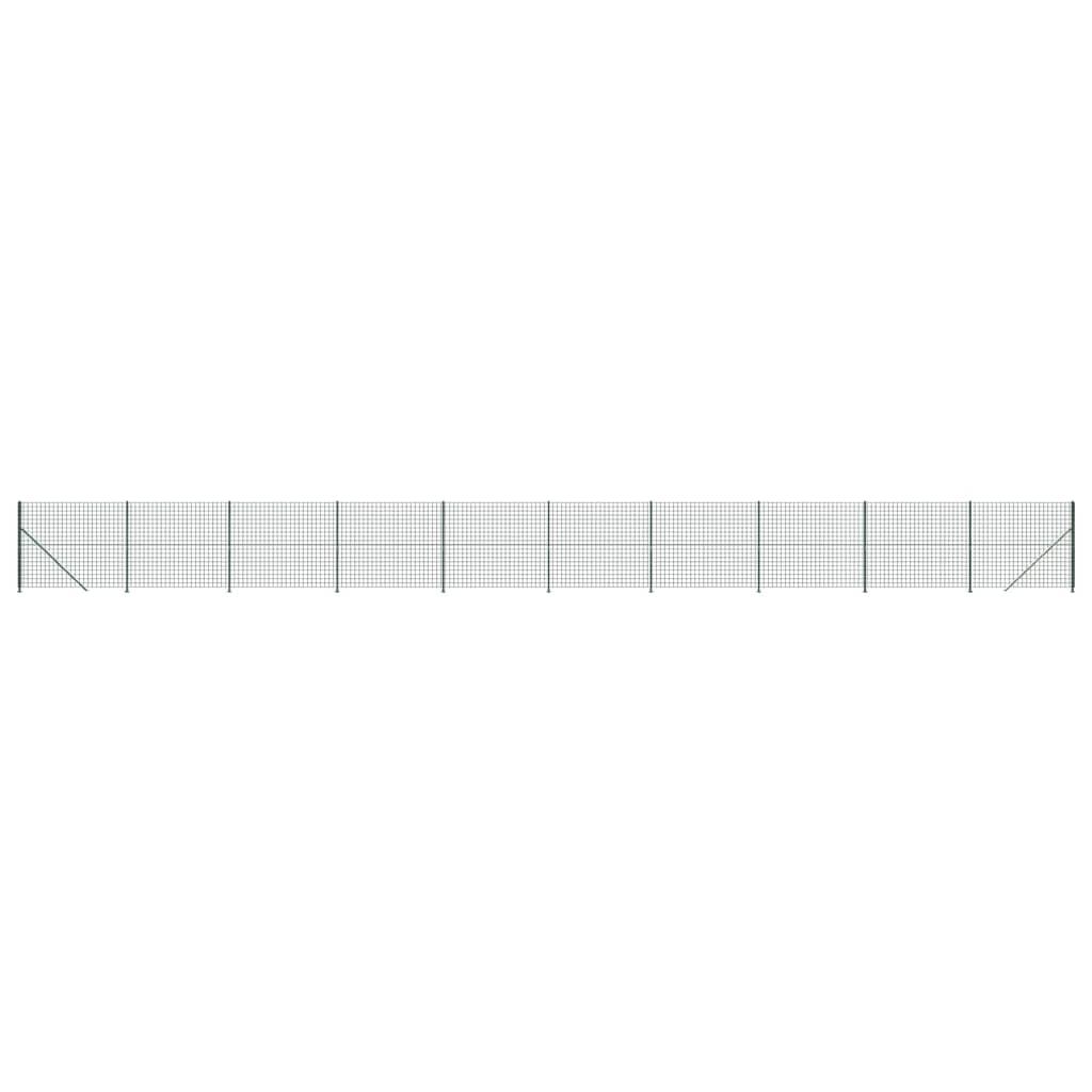 vidaXL Ogrodzenie z siatki, ze stopami słupków, zielone, 1,4x25 m