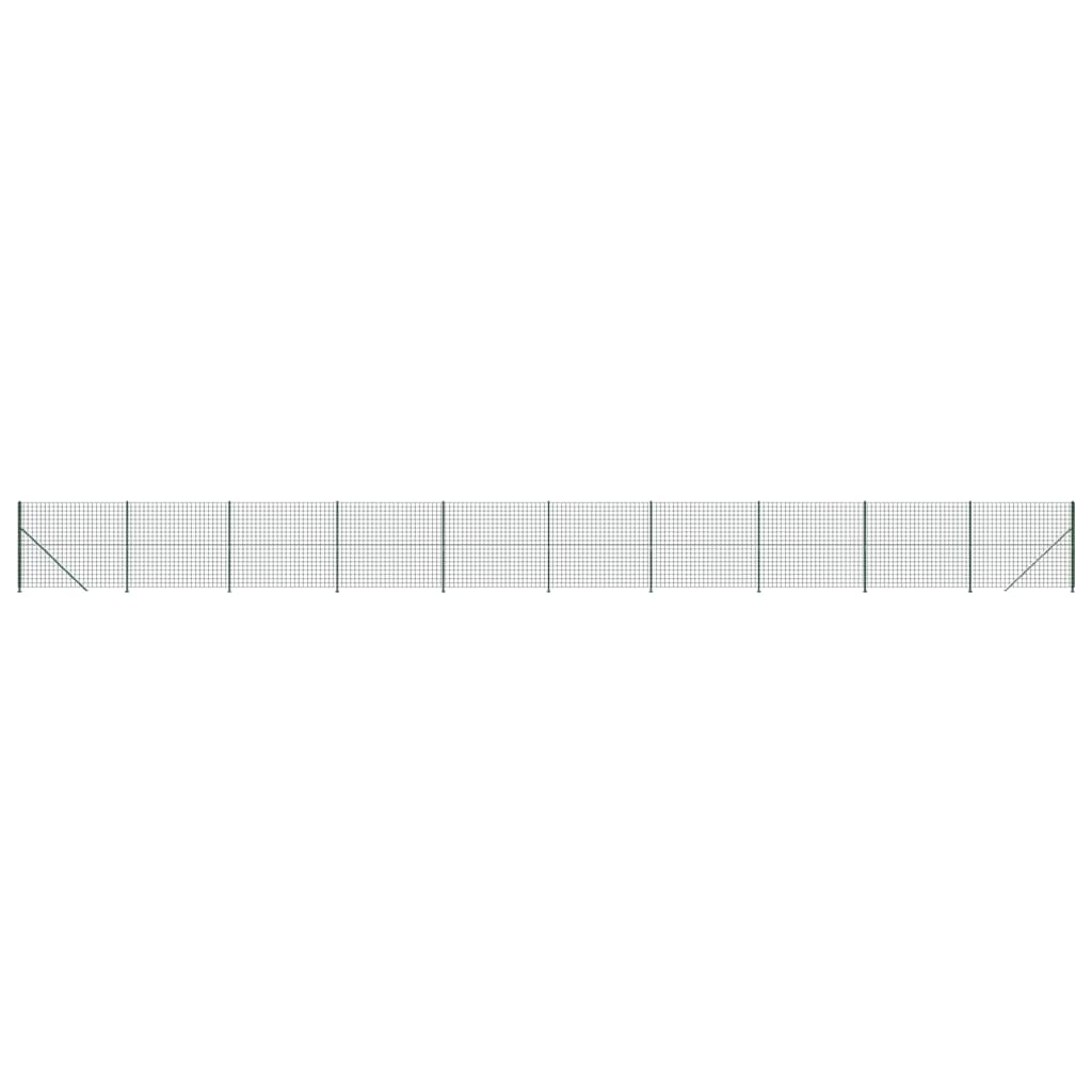 vidaXL Ogrodzenie z siatki, ze stopami słupków, zielone, 1,8x25 m