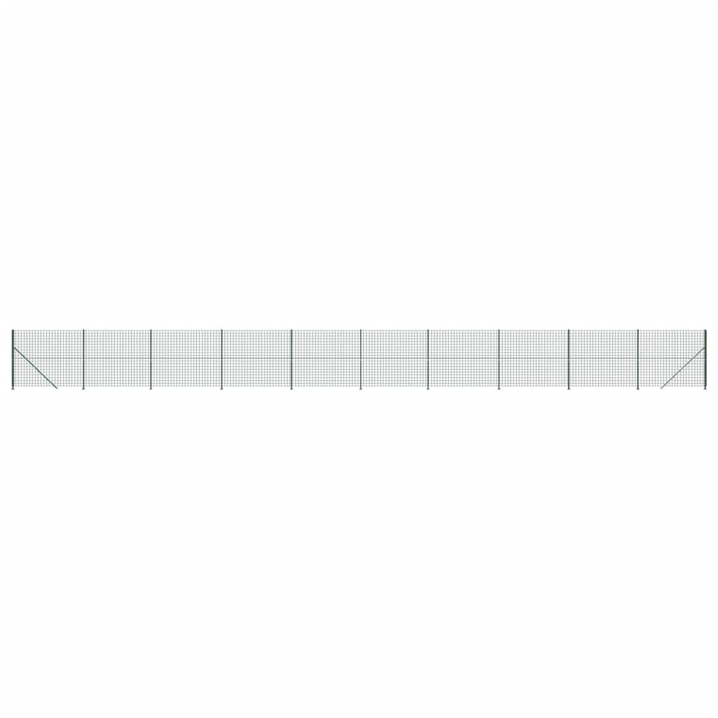 vidaXL Ogrodzenie z siatki, ze stopami słupków, zielone, 2x25 m