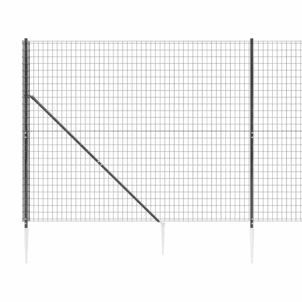 vidaXL Ogrodzenie z siatki, z kotwami, antracytowe, 2x25 m