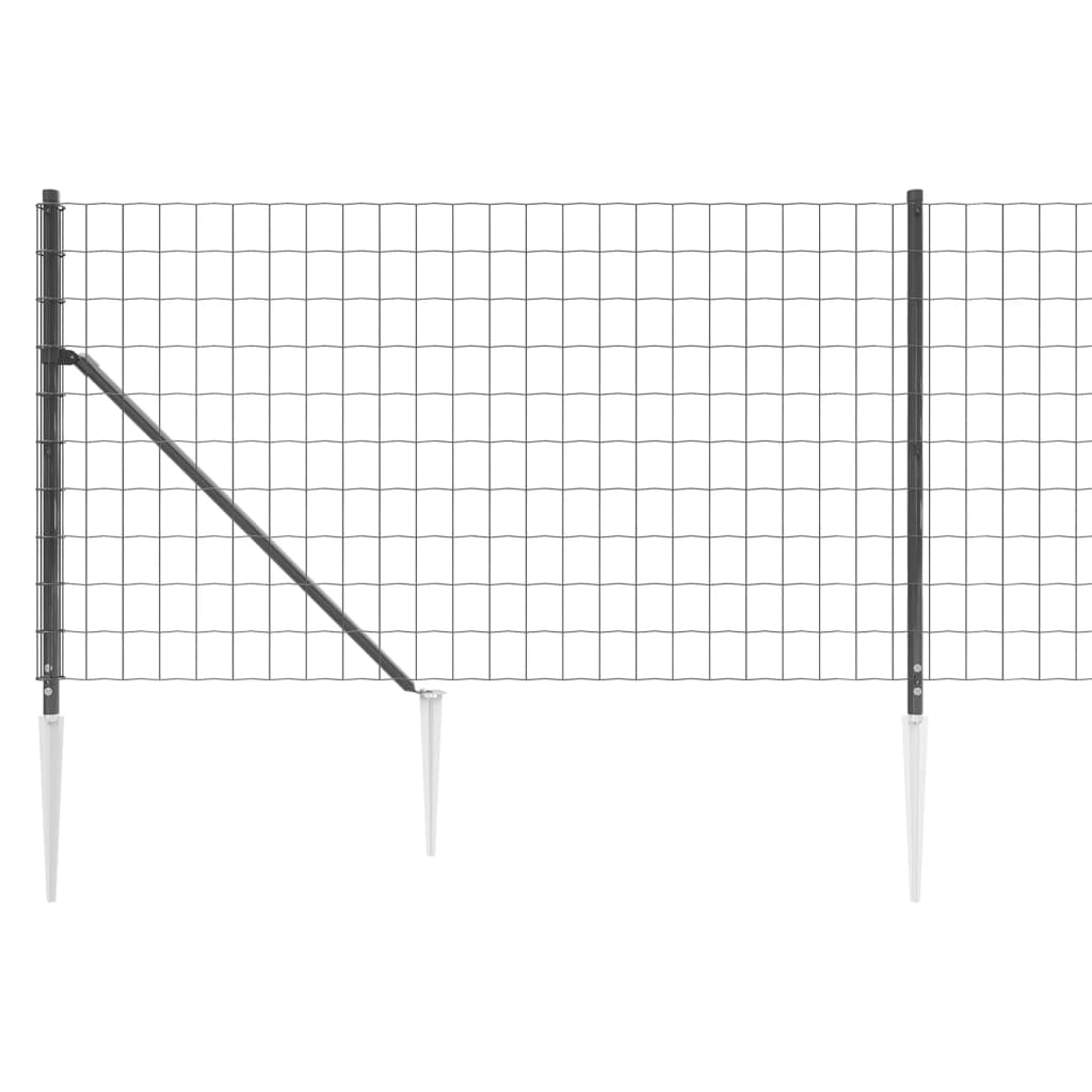 vidaXL Ogrodzenie z siatki, z kotwami, antracytowe, 0,8x25 m