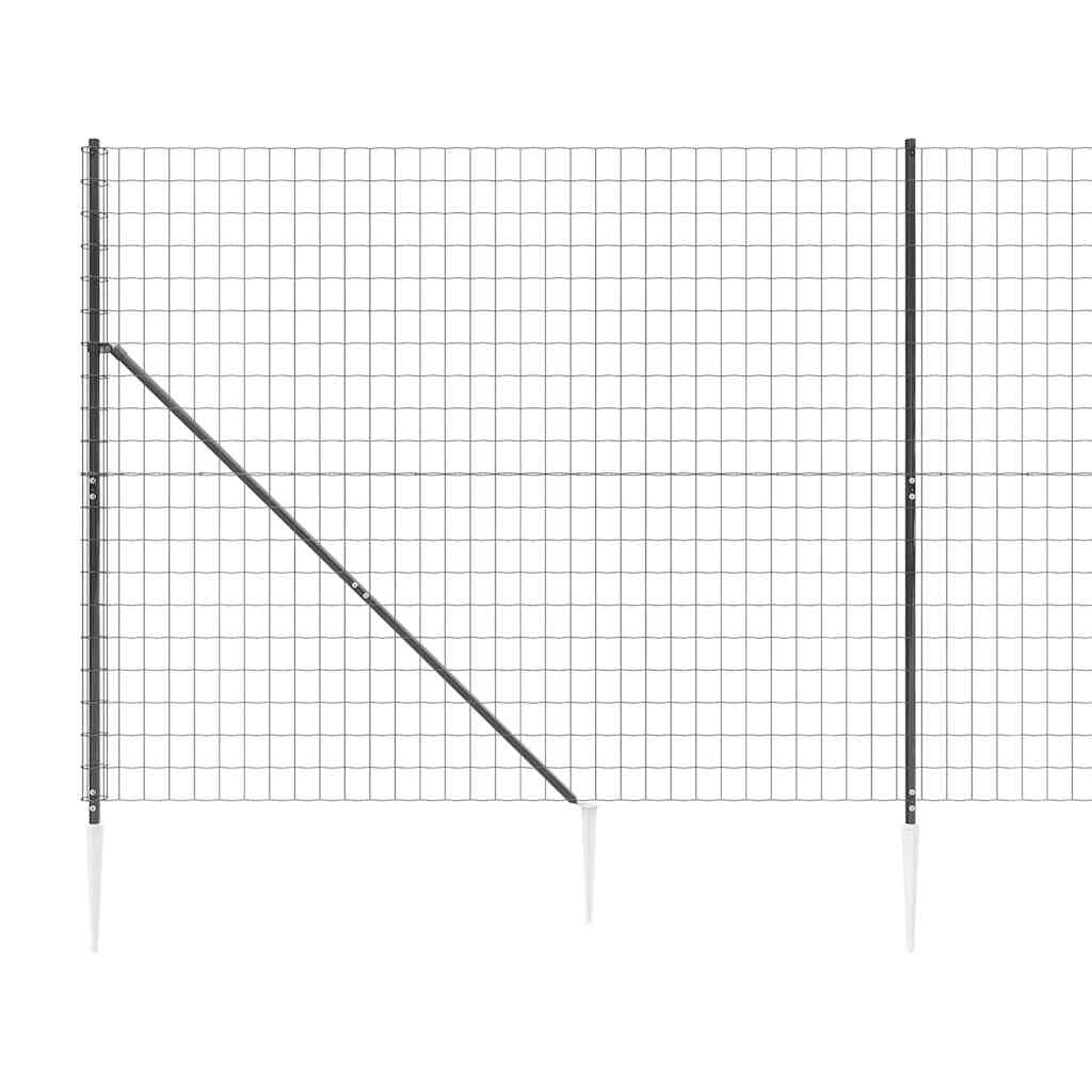 vidaXL Ogrodzenie z siatki, z kotwami, antracytowe, 1,4x25 m