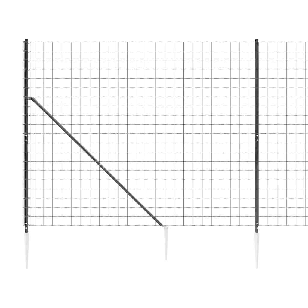 vidaXL Ogrodzenie z siatki, z kotwami, antracytowe, 1,6x25 m