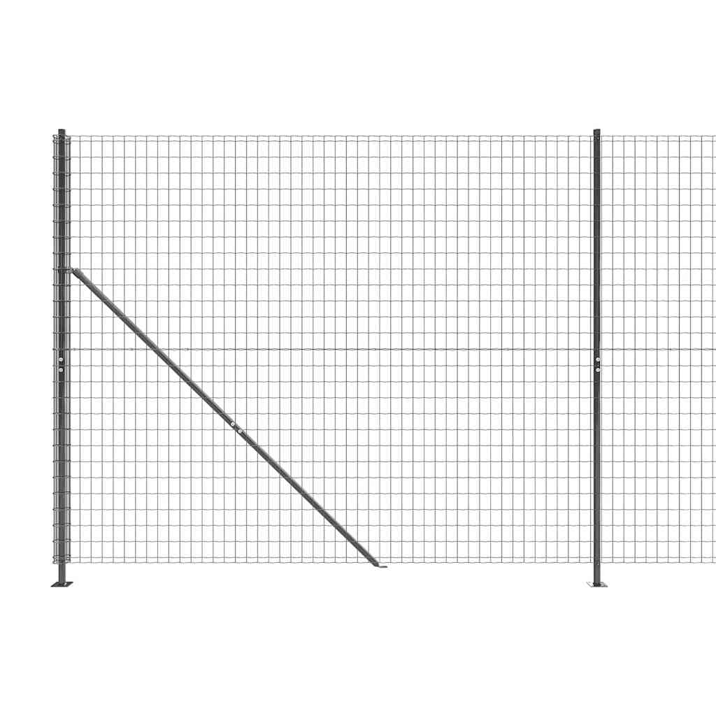 vidaXL Ogrodzenie z siatki, ze stopami słupków, antracytowe, 1,4x10 m