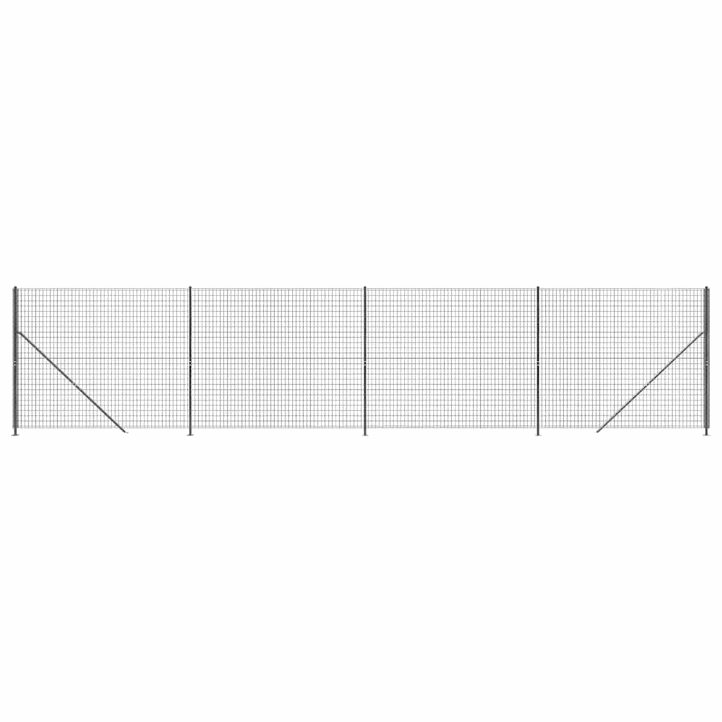 vidaXL Ogrodzenie z siatki, ze stopami słupków, antracytowe, 1,6x10 m