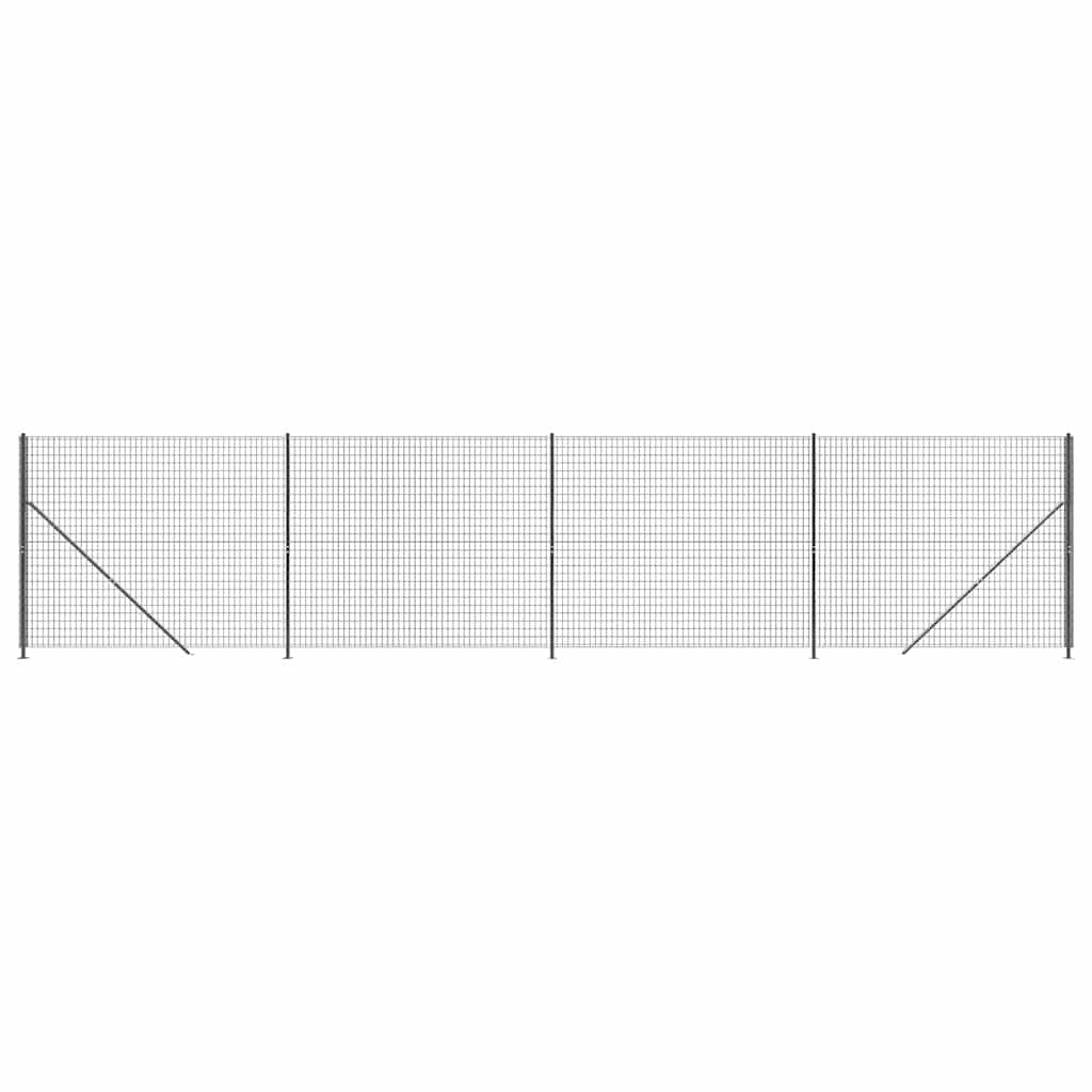 vidaXL Ogrodzenie z siatki, ze stopami słupków, antracytowe, 1,8x10 m