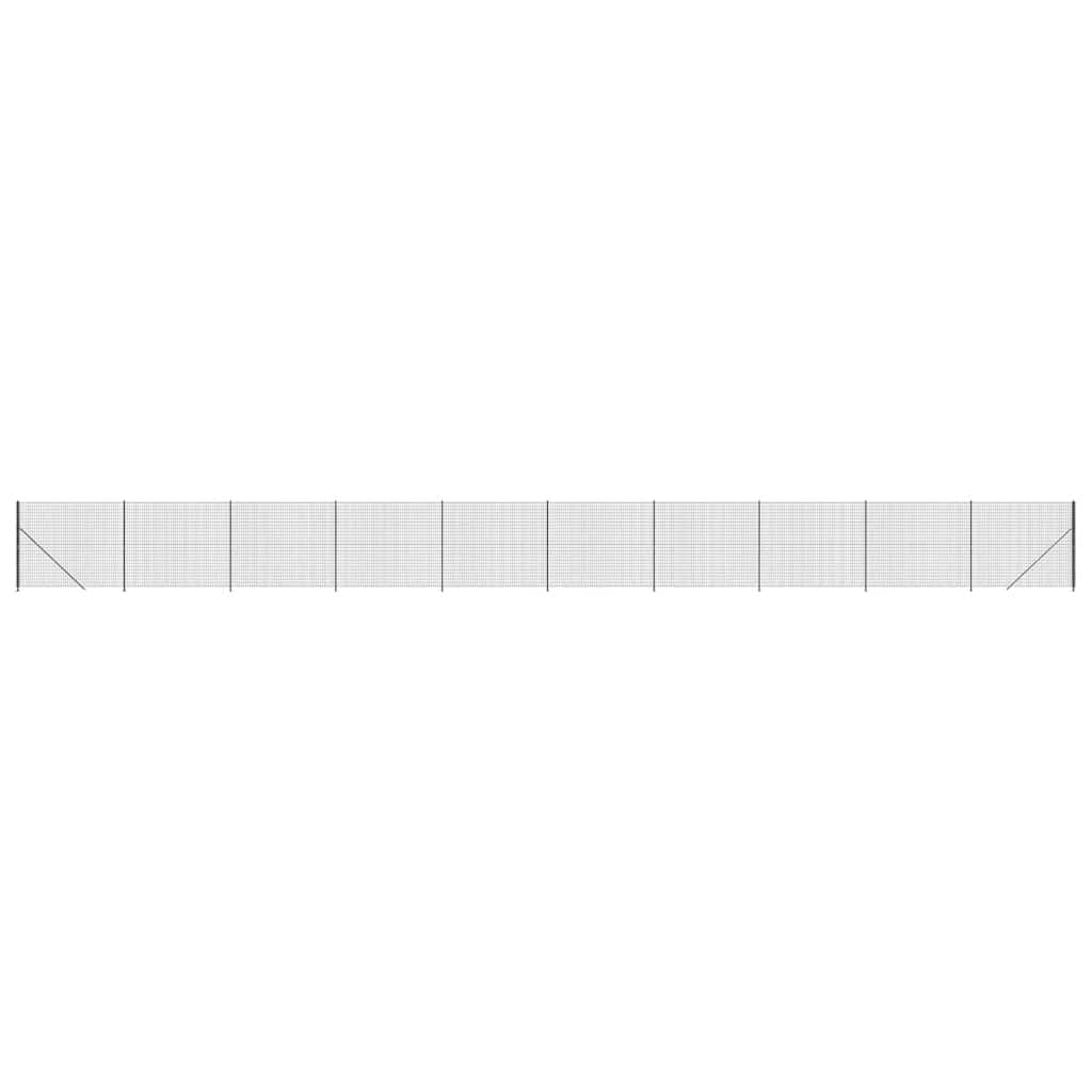 vidaXL Ogrodzenie z siatki, ze stopami słupków, antracytowe, 1,6x25 m