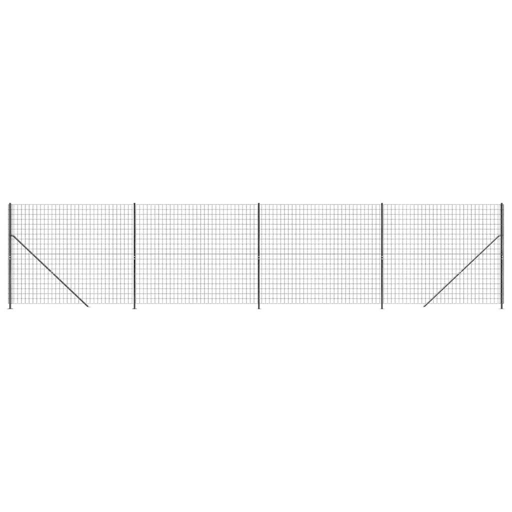 vidaXL Ogrodzenie z siatki, ze stopami słupków, antracytowe, 1,8x10 m