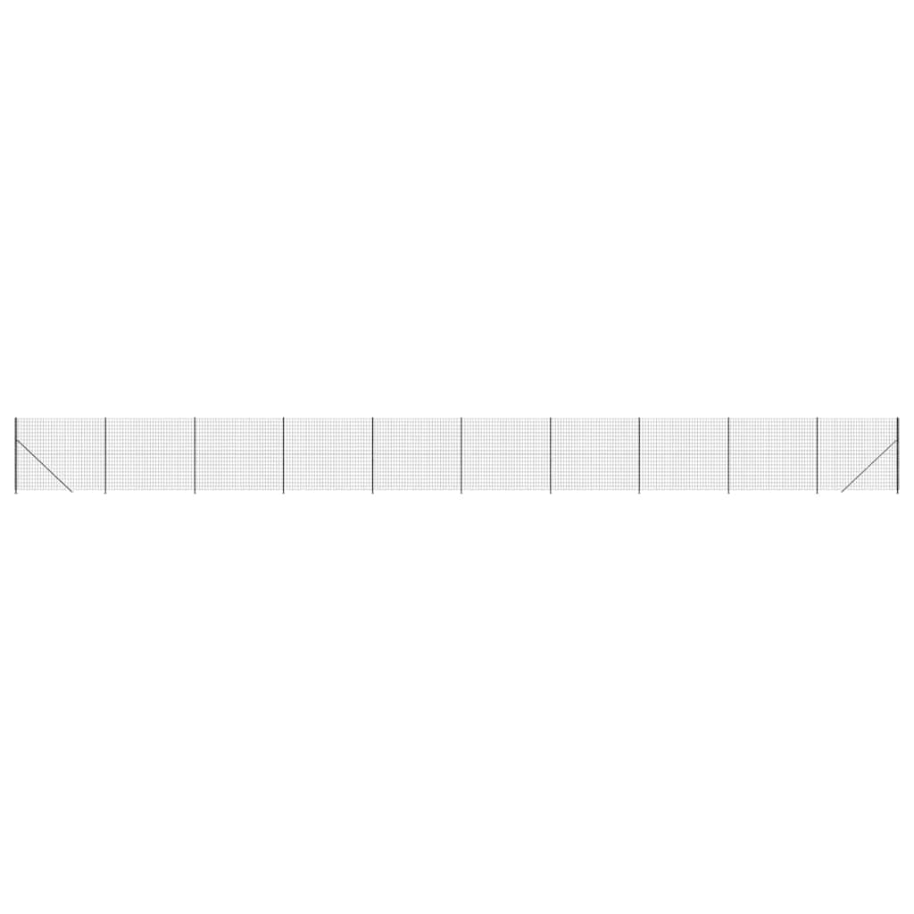 vidaXL Ogrodzenie z siatki, ze stopami słupków, antracytowe, 1,6x25 m