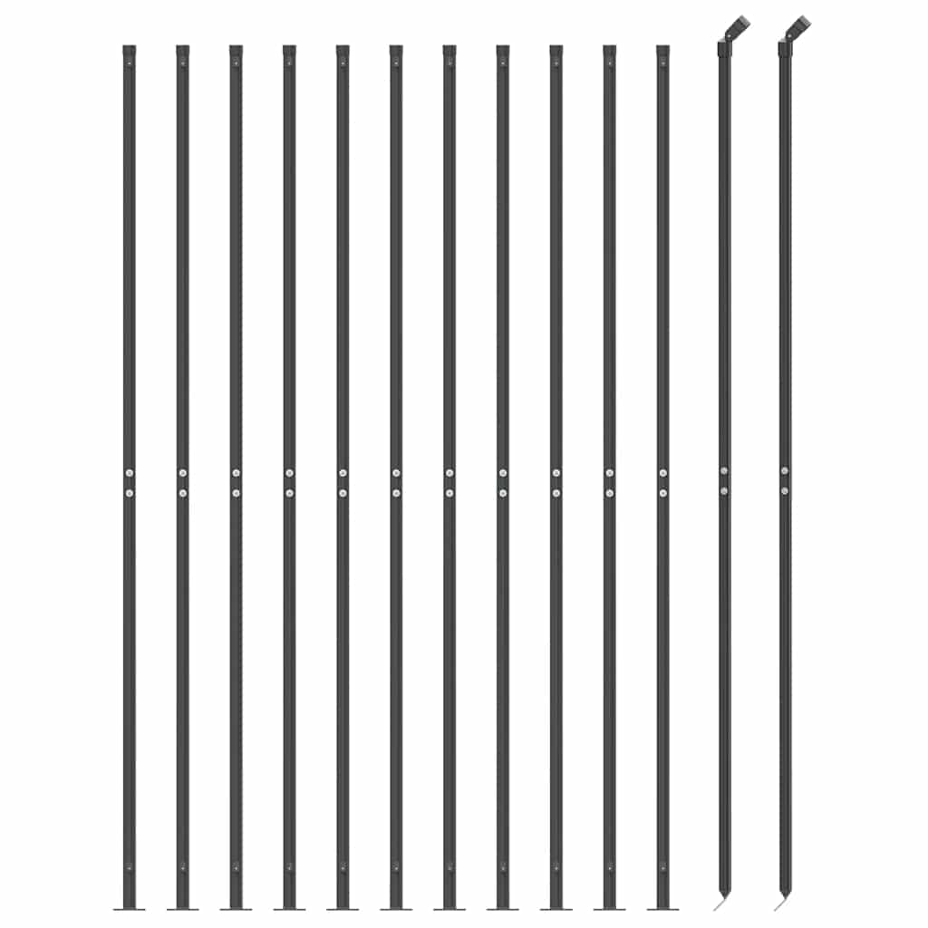vidaXL Ogrodzenie z siatki, ze stopami słupków, antracytowe, 2,2x25 m