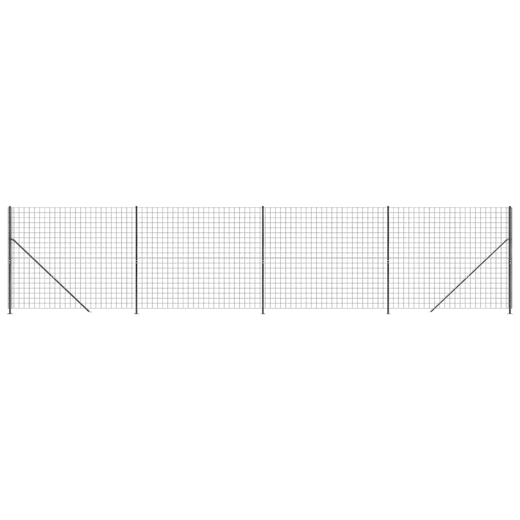 vidaXL Ogrodzenie z siatki, ze stopami słupków, antracytowe, 2x10 m