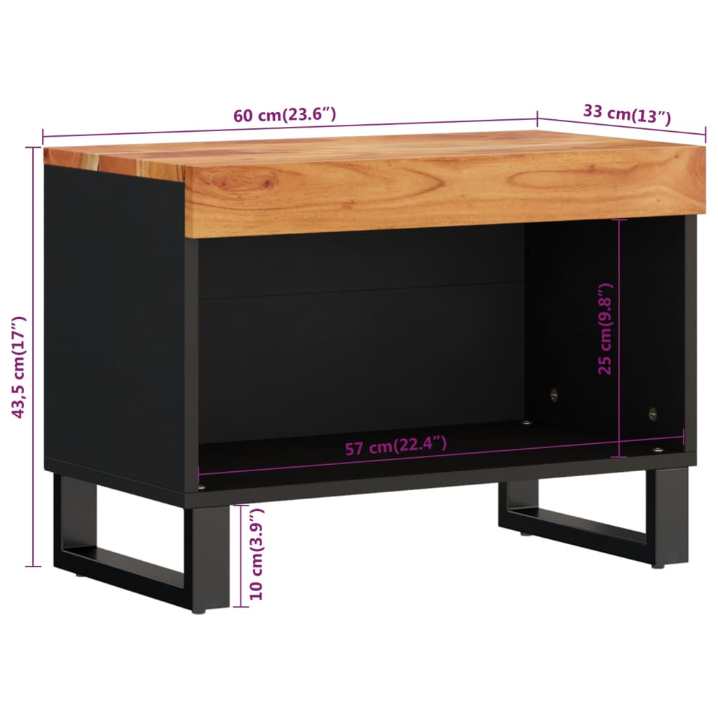 vidaXL Szafka pod telewizor, 60x33x43,5 cm, lite drewno akacjowe