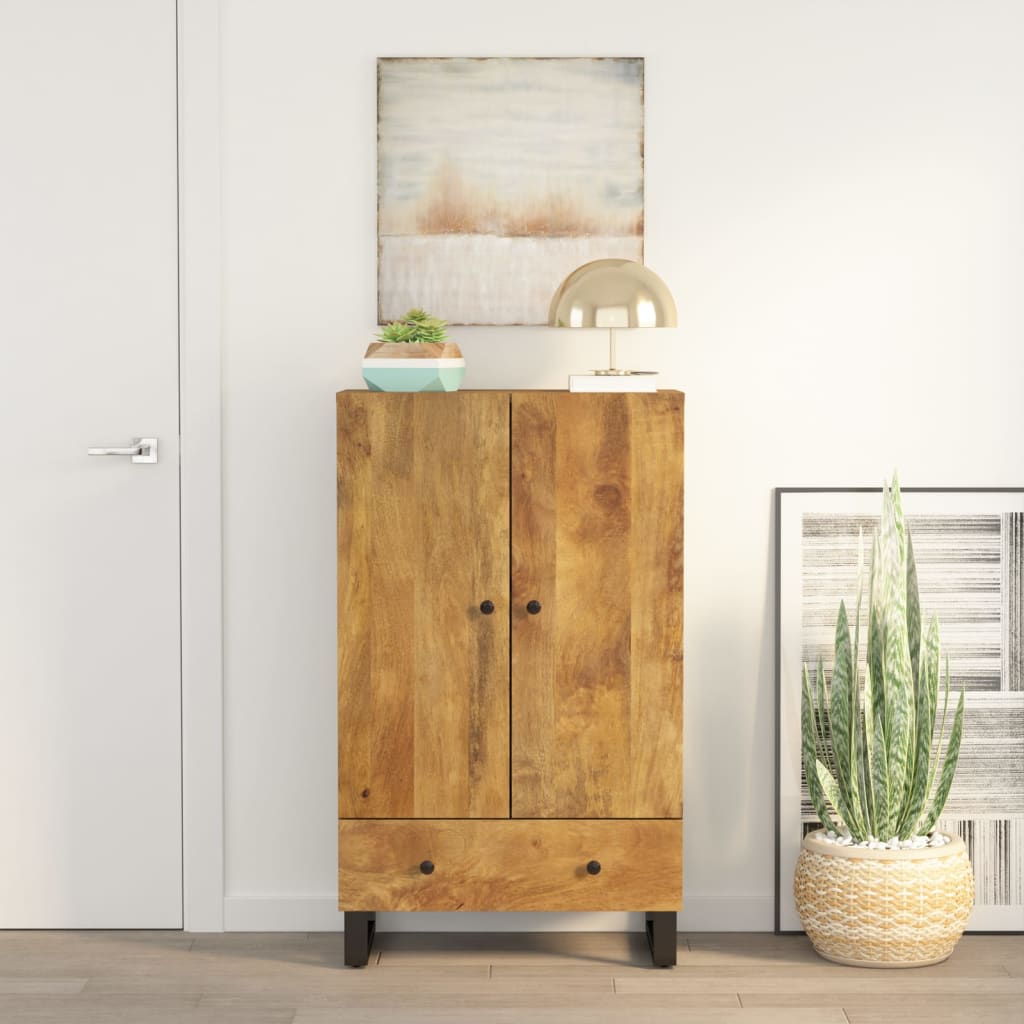 vidaXL Szafka z szufladą, 60x33x100 cm, lite drewno mango i żelazo