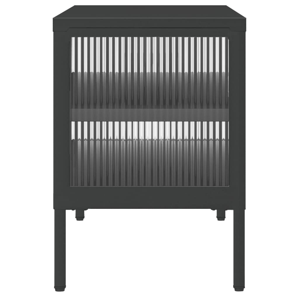 vidaXL Szafka pod telewizor, czarna, 105x35x50 cm, szkło i stal