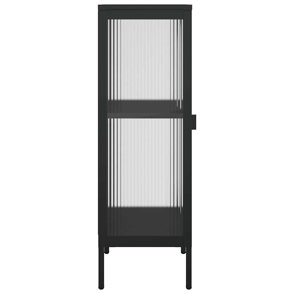 vidaXL Szafka, czarna, 40x35x105 cm, szkło i stal
