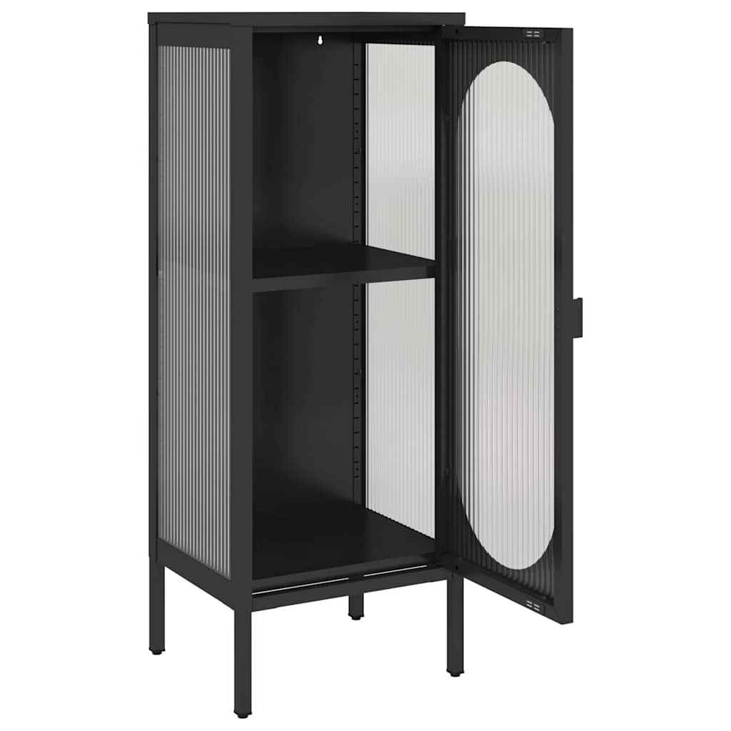 vidaXL Szafka, czarna, 40x35x105 cm, szkło i stal