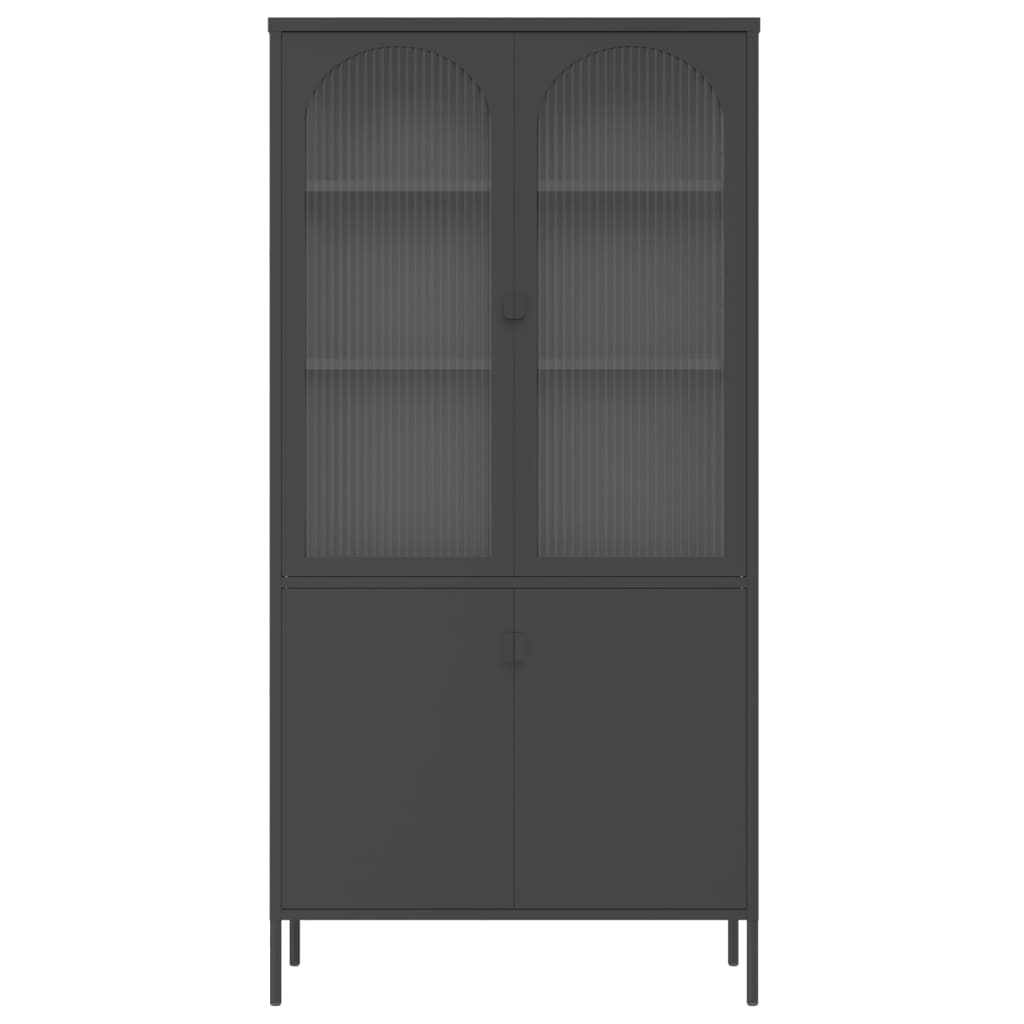 vidaXL Kredens, czarny, 90x40x180 cm, szkło i stal