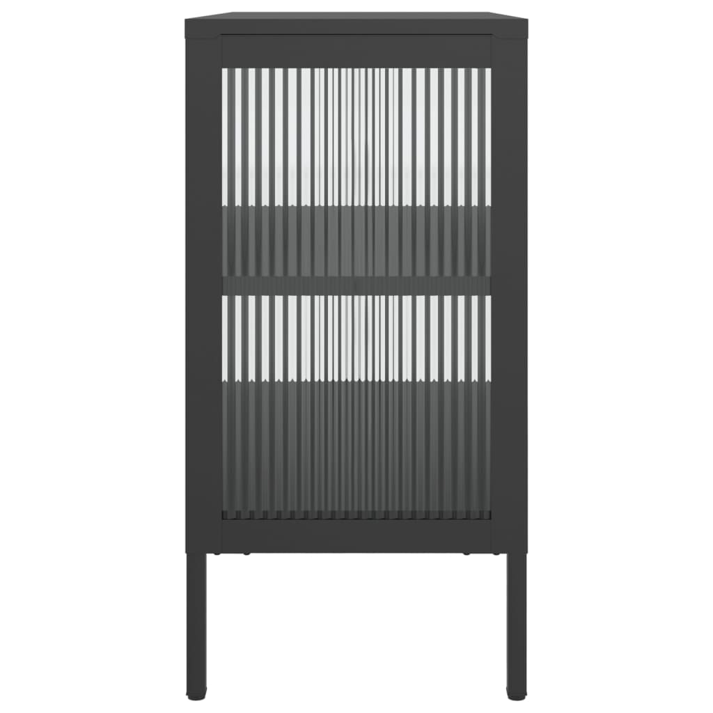 vidaXL Szafka, czarna, 70x35x70 cm, szkło i stal