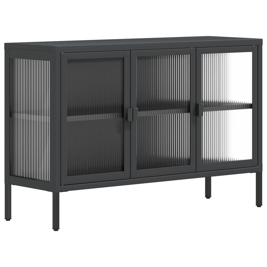 vidaXL Szafka, czarna, 105x35x70 cm, szkło i stal