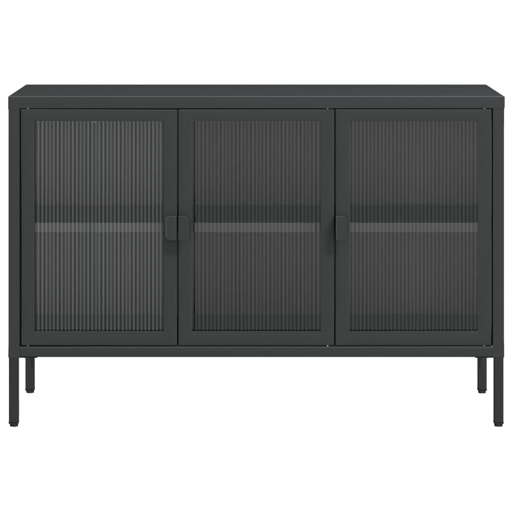vidaXL Szafka, czarna, 105x35x70 cm, szkło i stal