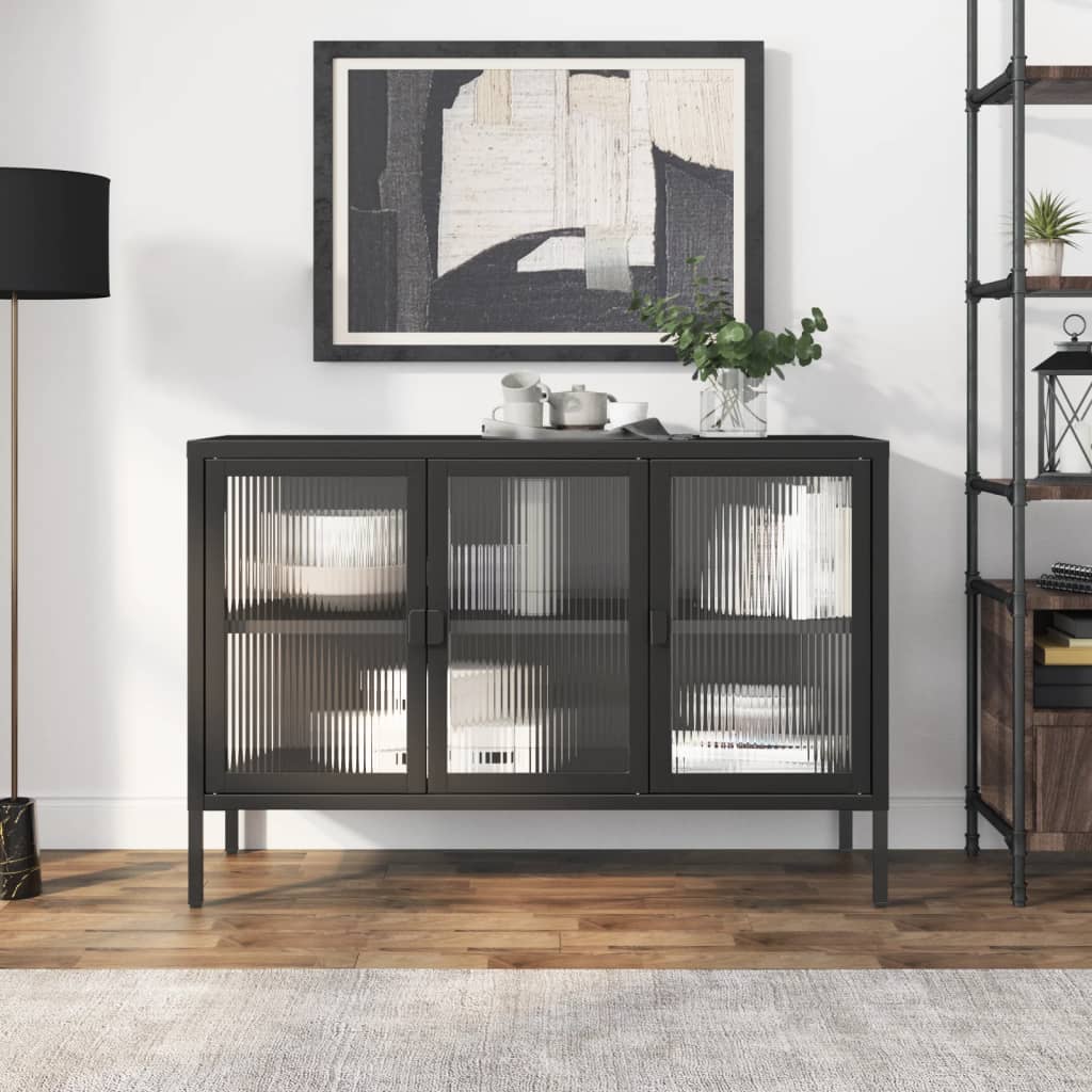 vidaXL Szafka, czarna, 105x35x70 cm, szkło i stal