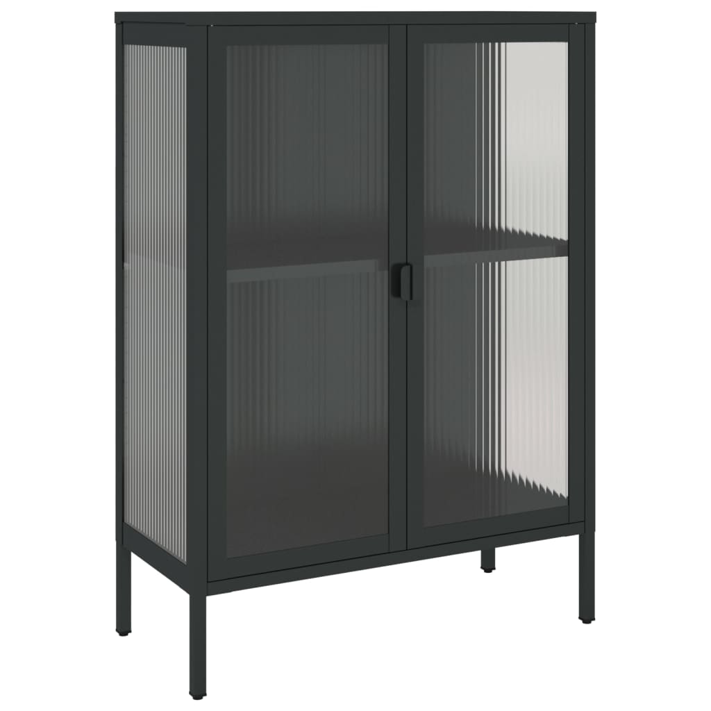 vidaXL Szafka, czarna, 75x35x105 cm, szkło i stal