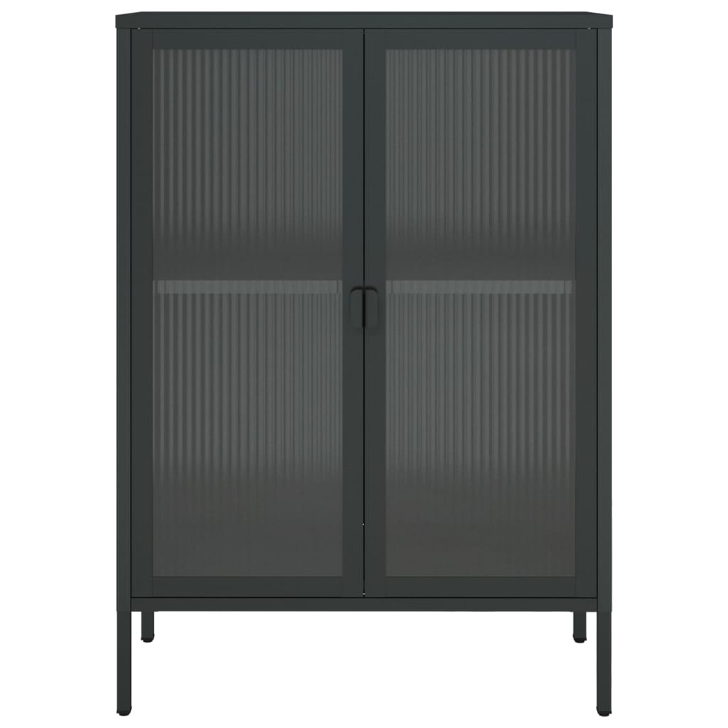 vidaXL Szafka, czarna, 75x35x105 cm, szkło i stal