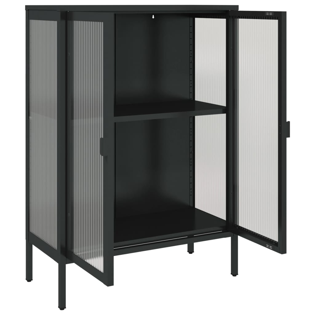 vidaXL Szafka, czarna, 75x35x105 cm, szkło i stal