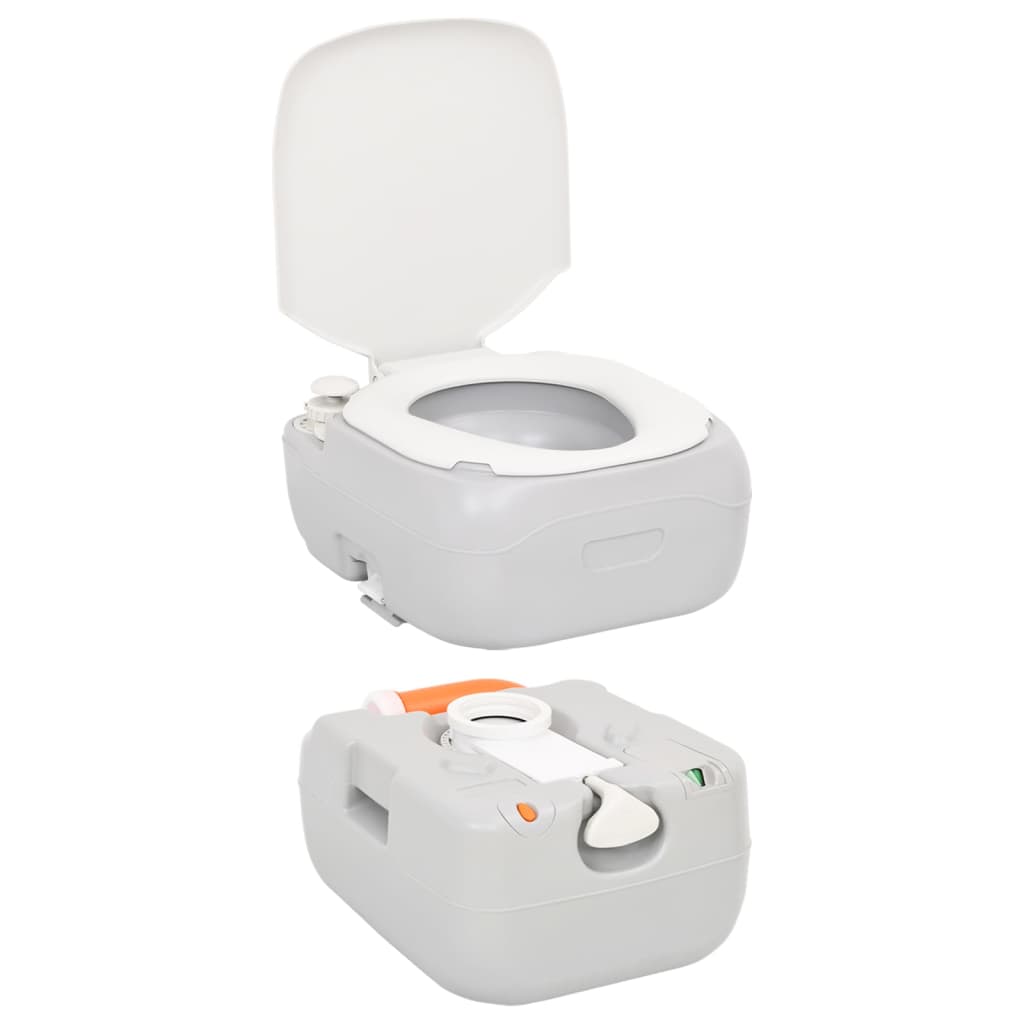 vidaXL Przenośna toaleta turystyczna, szaro-biała, 22+12 L, HDPE