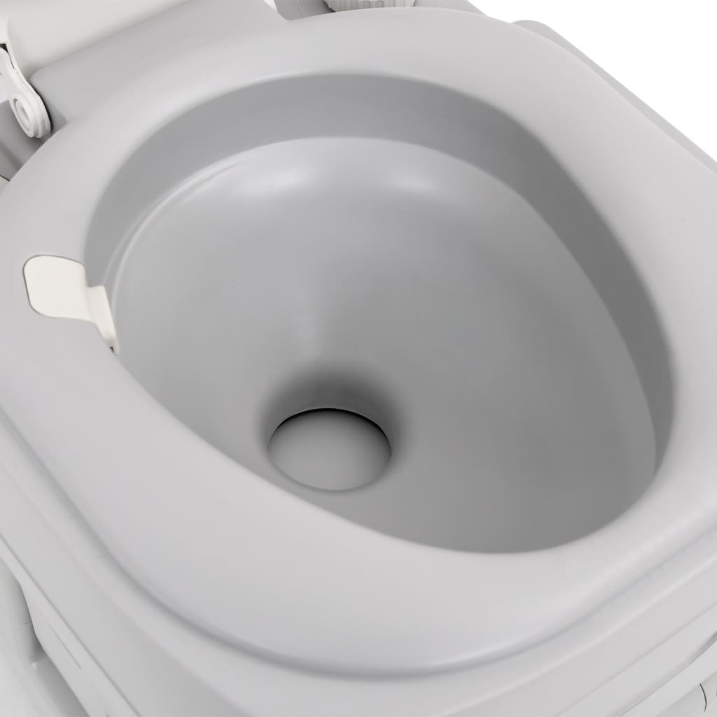 vidaXL Przenośna toaleta turystyczna, szaro-biała, 22+12 L, HDPE