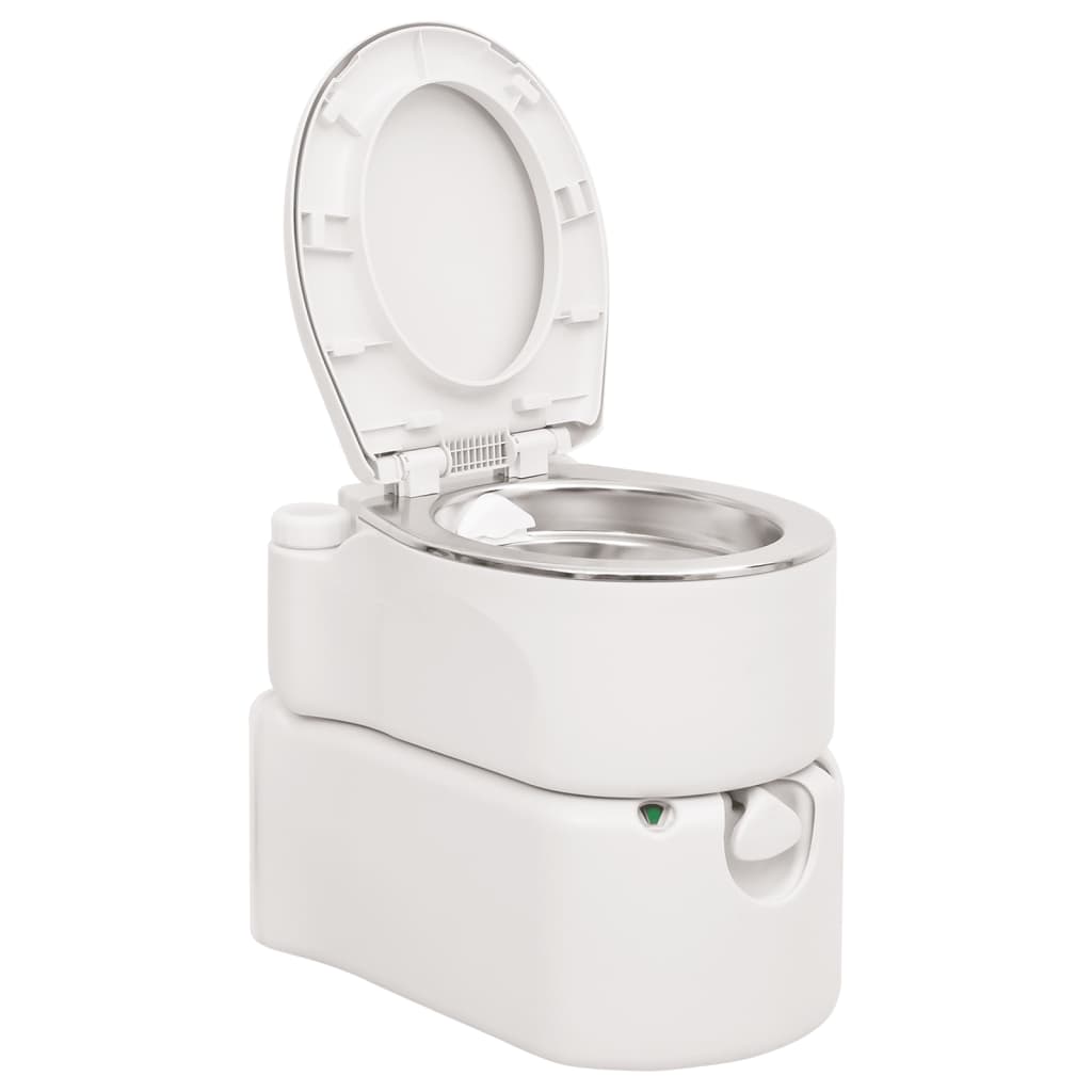 vidaXL Zintegrowana toaleta turystyczna, biała, 24+17 L, HDPE i stal