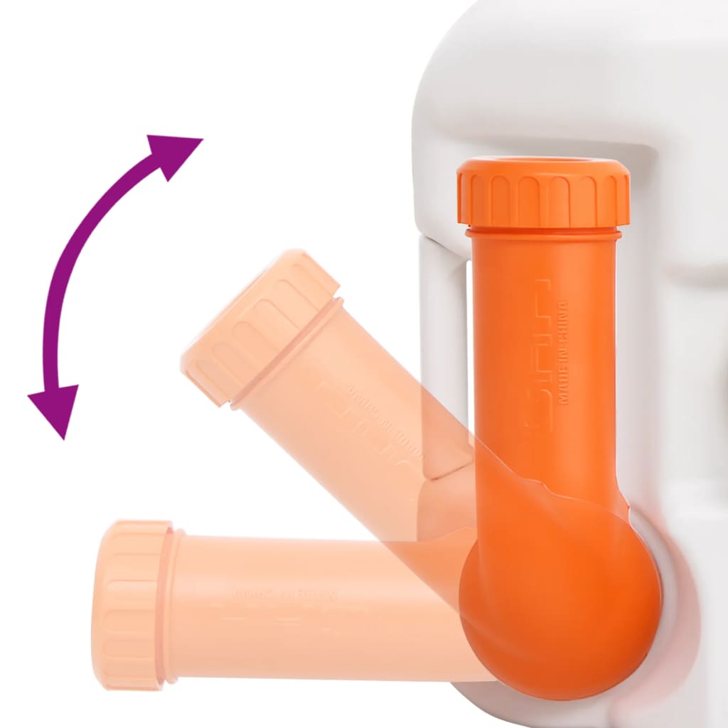 vidaXL Zintegrowana toaleta turystyczna, biała, 24+17 L, HDPE i stal