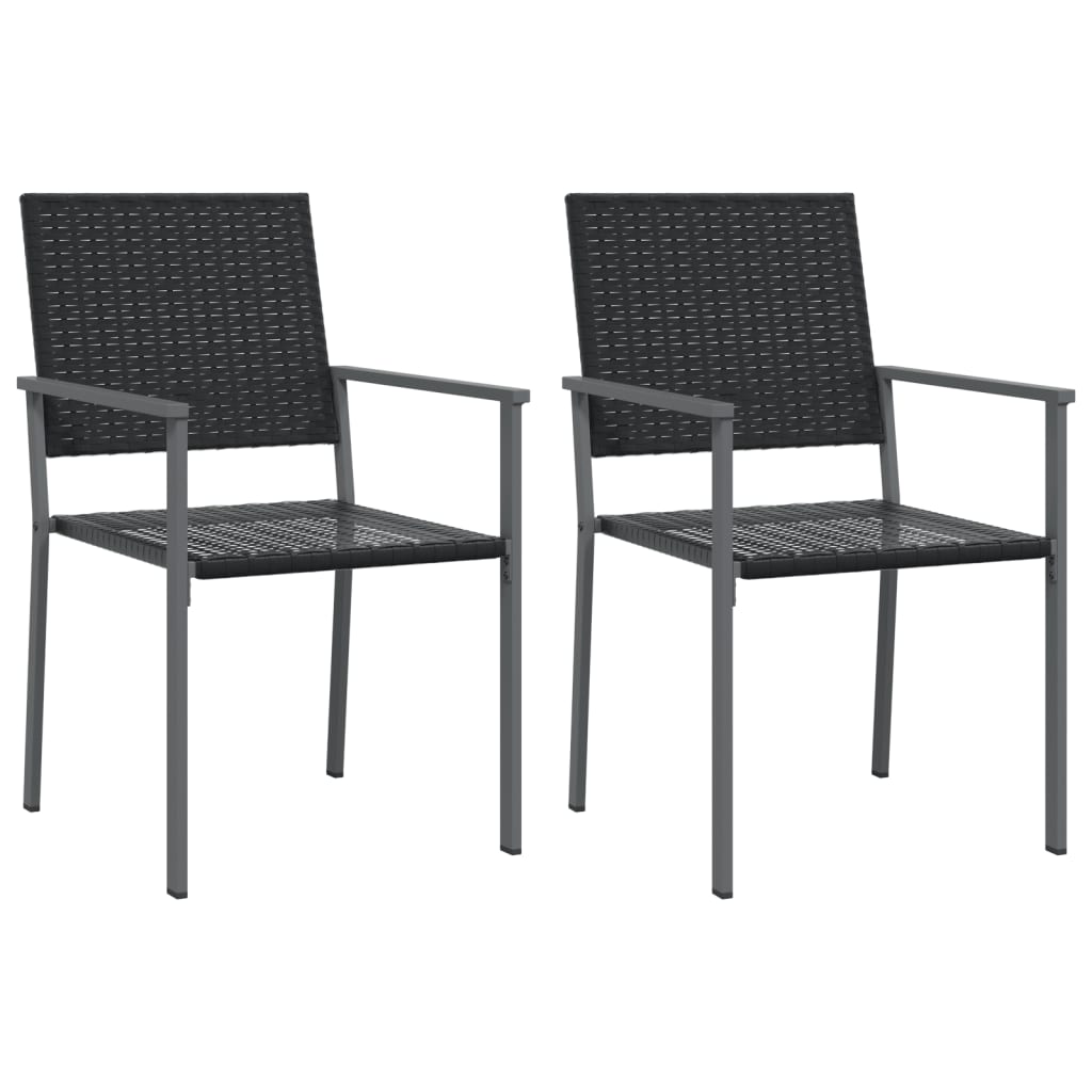 vidaXL Krzesła ogrodowe, 2 szt., czarne, 54x62,5x89 cm, polirattan