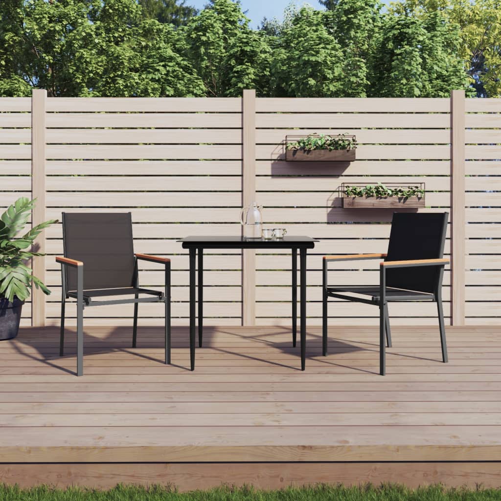 vidaXL Krzesła ogrodowe, 2 szt, czarne, 55x61,5x90cm, Textilene i stal