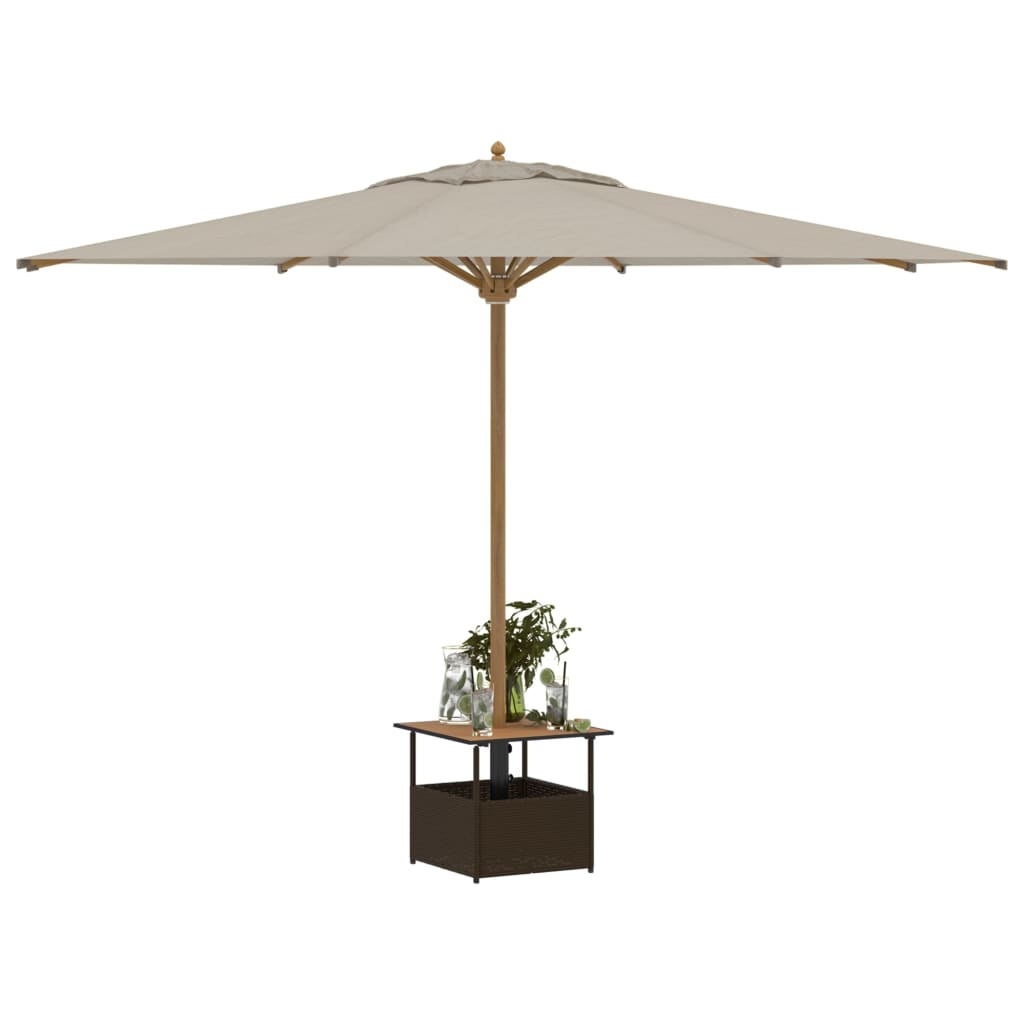 vidaXL Stolik ogrodowy z otworem na parasol, brązowy, 55x55x46,5 cm