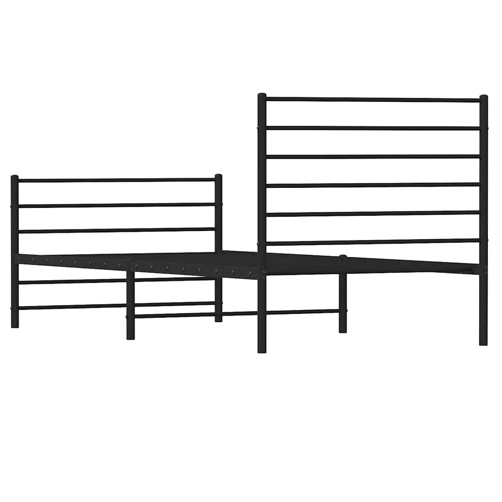 vidaXL Metalowa rama łóżka z wezgłowiem i zanóżkiem, czarna, 80x200 cm