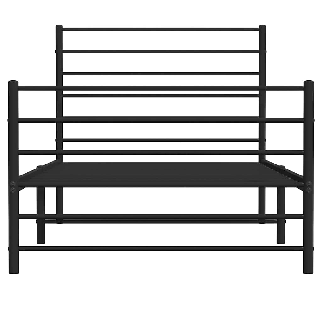 vidaXL Metalowa rama łóżka z wezgłowiem i zanóżkiem, czarna, 100x190cm