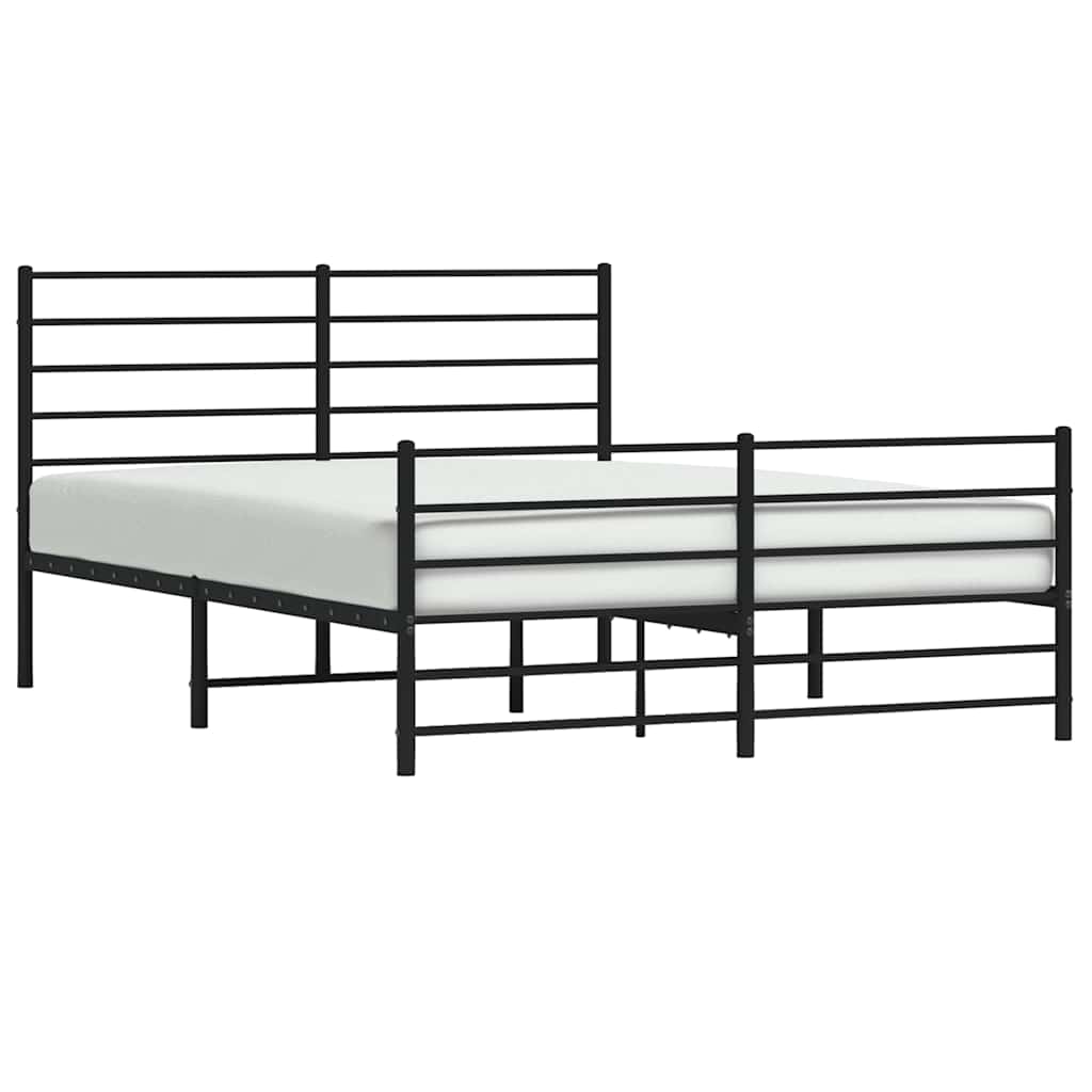 vidaXL Metalowa rama łóżka z wezgłowiem i zanóżkiem, czarna, 120x190cm