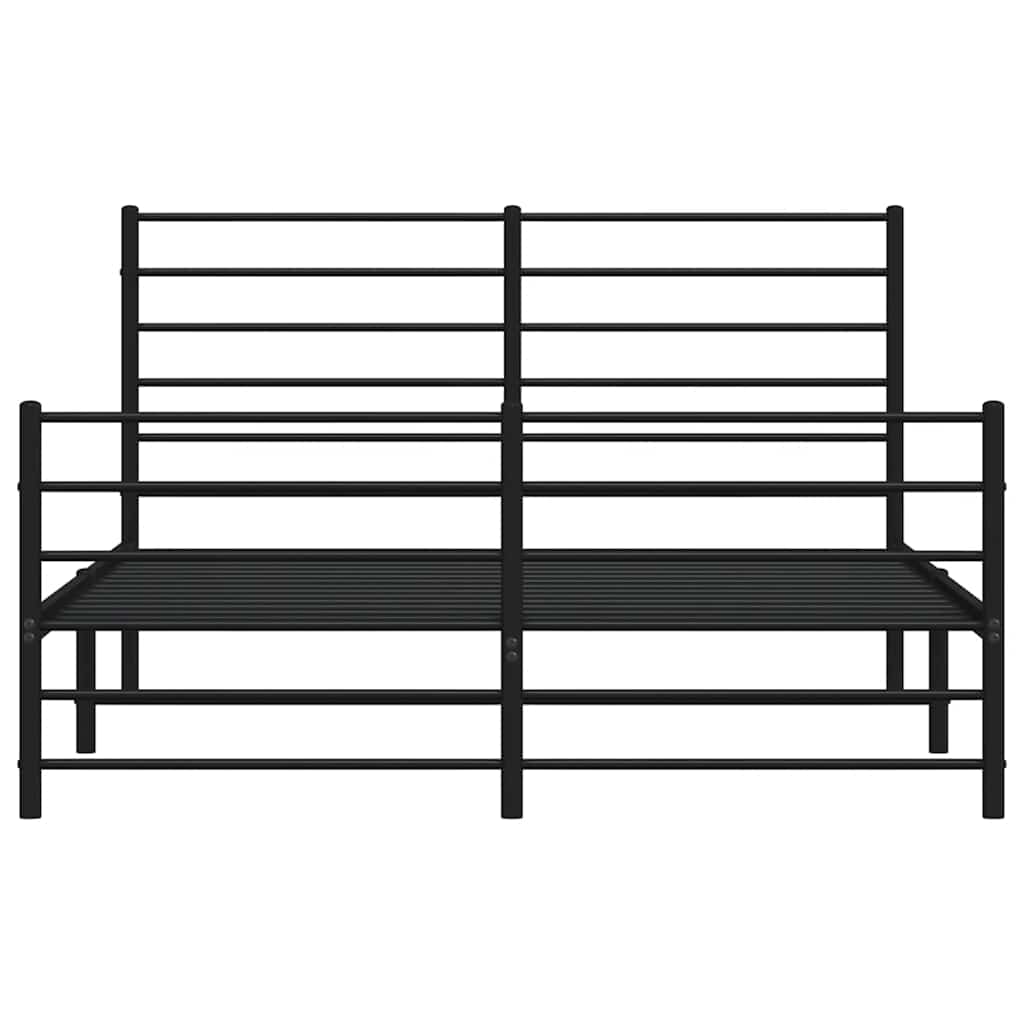 vidaXL Metalowa rama łóżka z wezgłowiem i zanóżkiem, czarna, 120x190cm