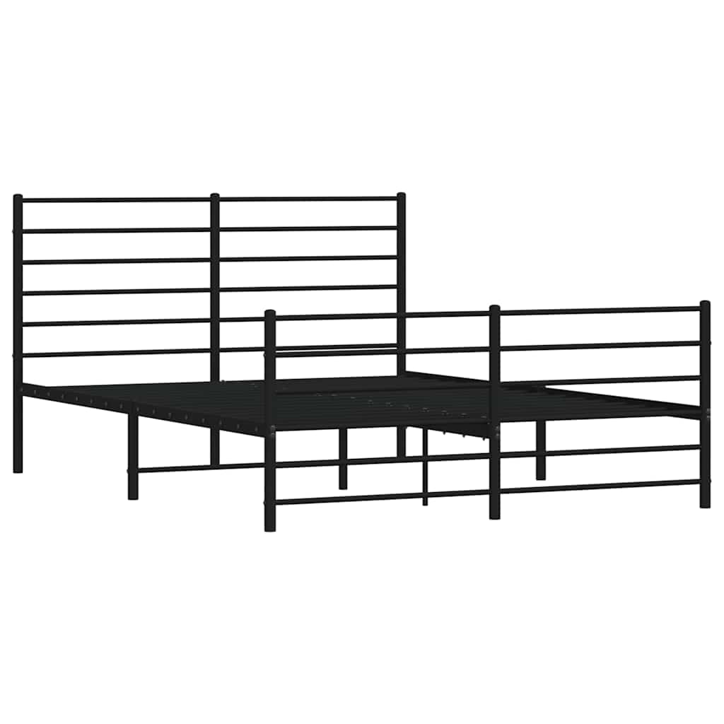 vidaXL Metalowa rama łóżka z wezgłowiem i zanóżkiem, czarna, 120x200cm