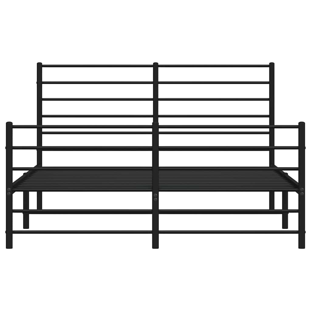 vidaXL Metalowa rama łóżka z wezgłowiem i zanóżkiem, czarna, 120x200cm