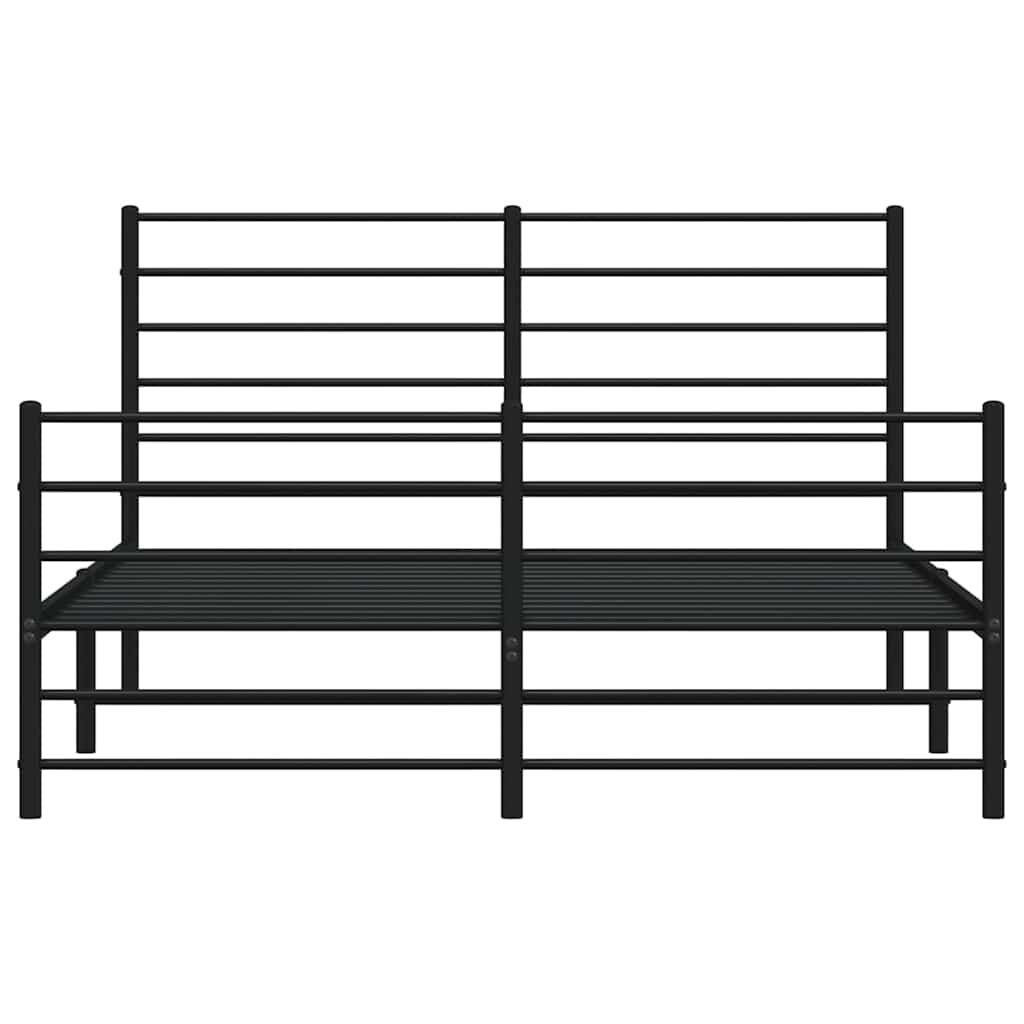 vidaXL Metalowa rama łóżka z wezgłowiem i zanóżkiem, czarna, 140x190cm