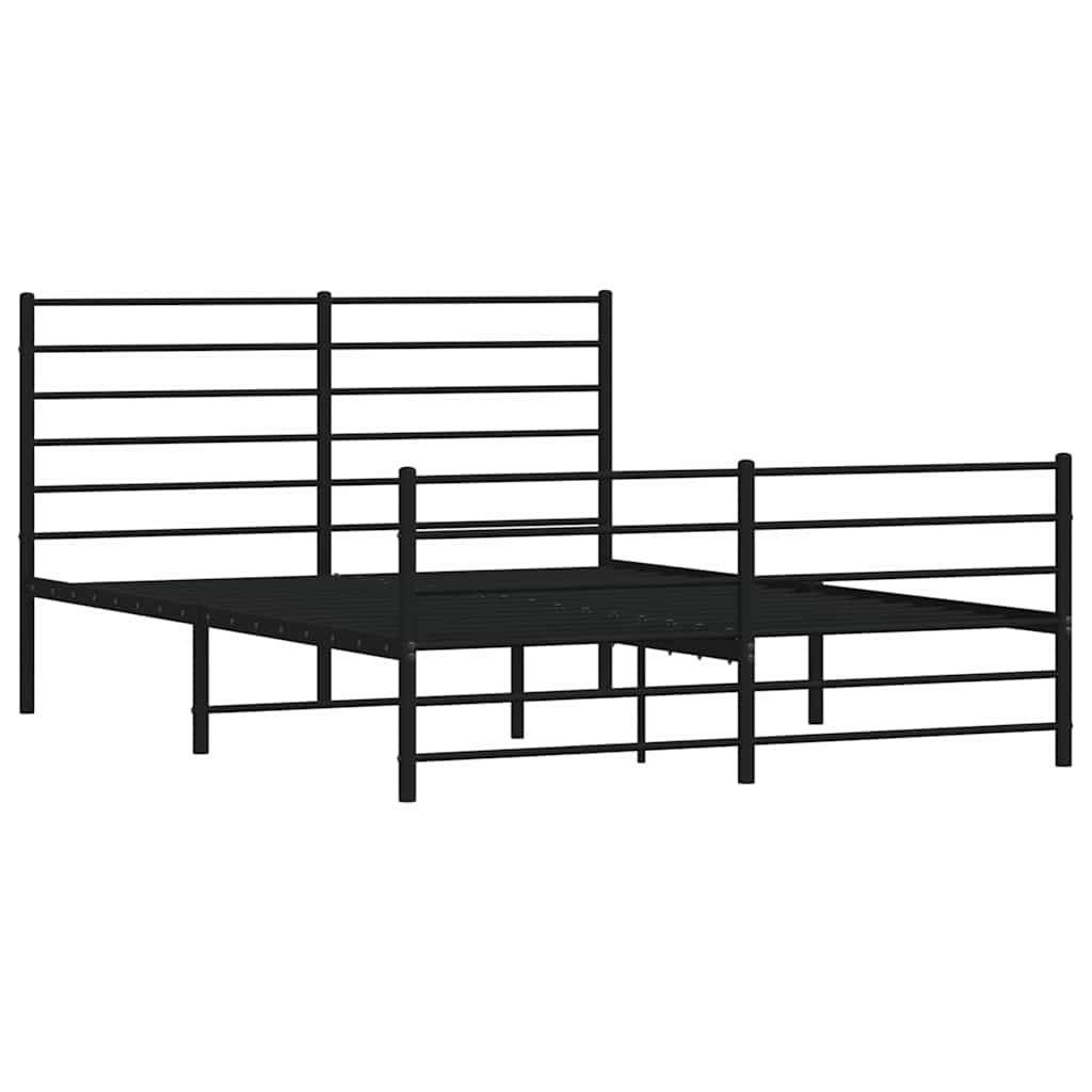 vidaXL Metalowa rama łóżka z wezgłowiem i zanóżkiem, czarna, 140x200cm