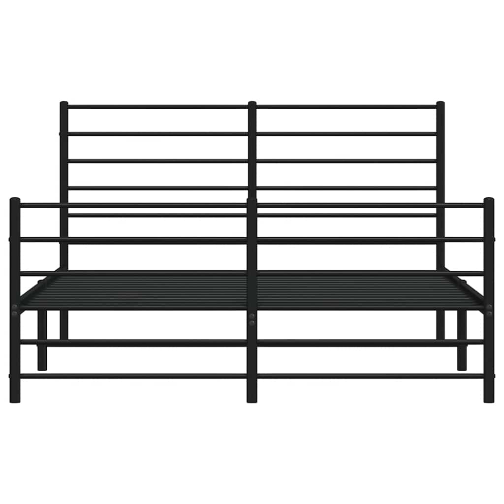 vidaXL Metalowa rama łóżka z wezgłowiem i zanóżkiem, czarna, 140x200cm