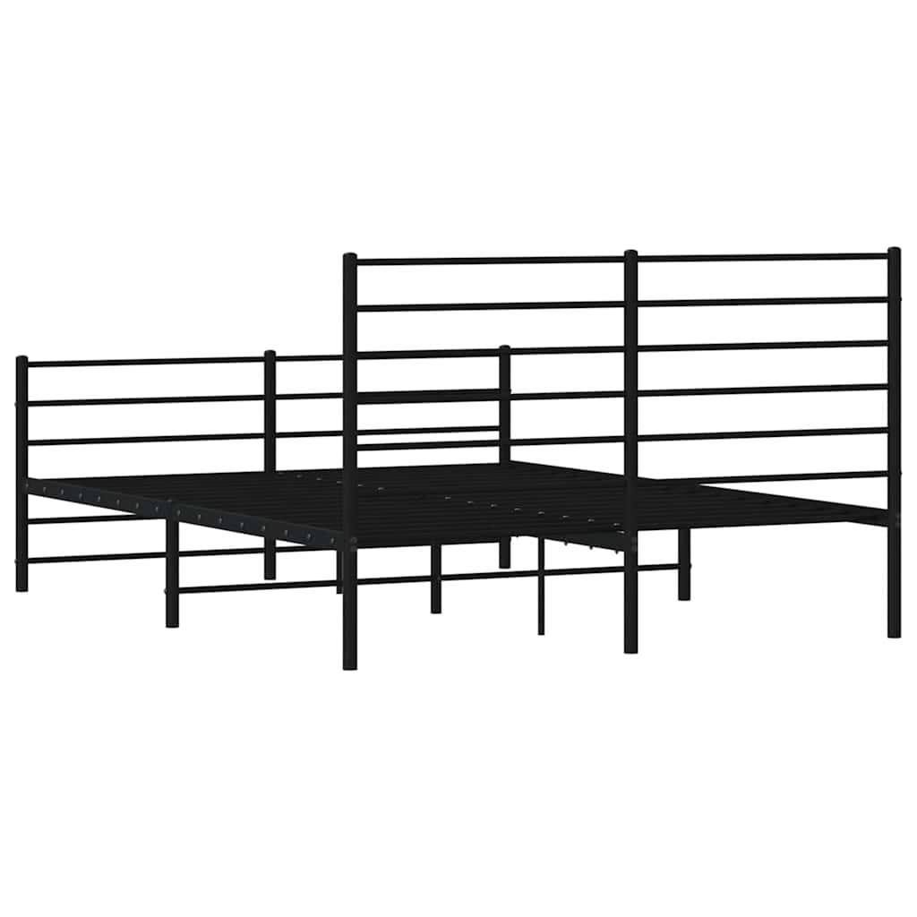 vidaXL Metalowe łóżko z zanóżkiem, bez materaca, czarne, 160x200 cm